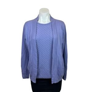 Bromley Vintage Purple Faux Cardigan Sweater Pullover Connected 2 piece set Top